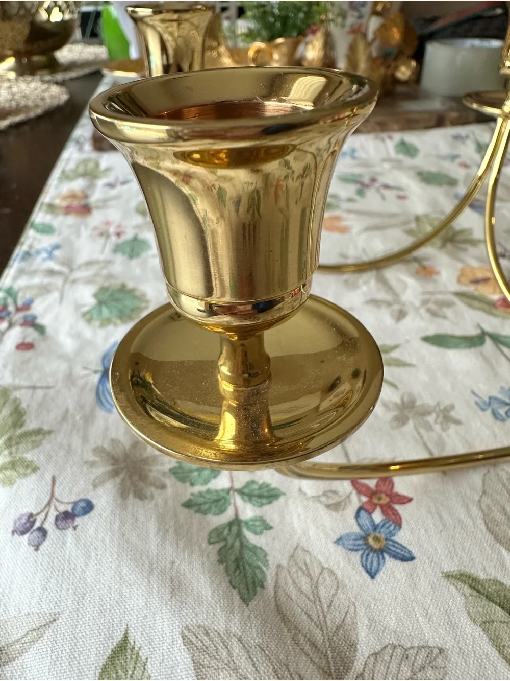 Brass 4-Arm Candle Holder - Polished Gold Finish